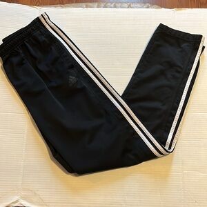Adidas-XL-black with white stripes-track pants, Primegreen training pant.